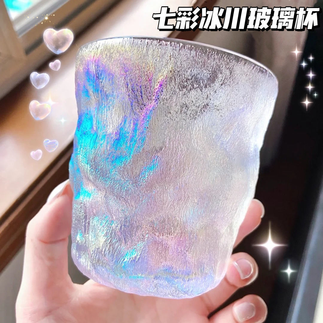 Glacier Textured with handle glass Cups with high face value cups Summer home Drink cups Female frosted coffee cups