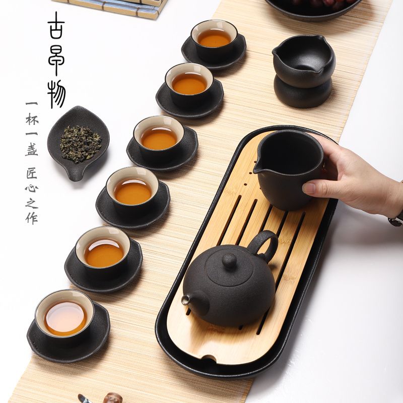 Zen wind black stone fair keller of black tea ware glaze points Japanese contracted kung fu tea tea sea home coarse pottery