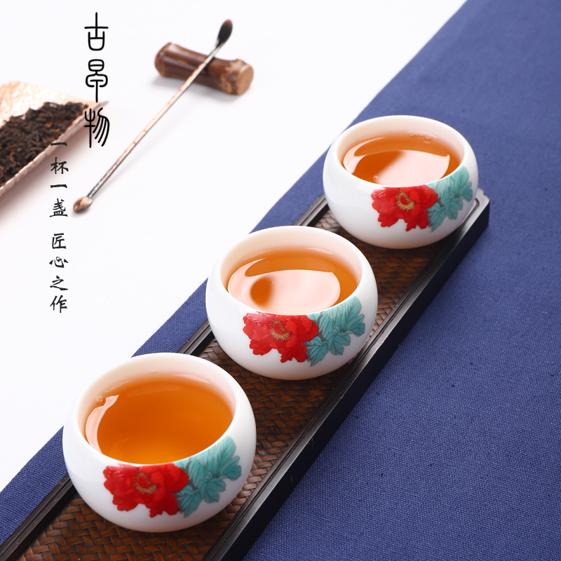 Dehua white porcelain kung fu tea cups checking sample tea cup suet jade ceramic tea cup pot of household zen master order