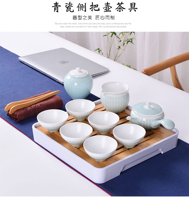 A complete set of ceramic kung fu tea set household modern Japanese coarse pottery simple office tureen teapot tea cup