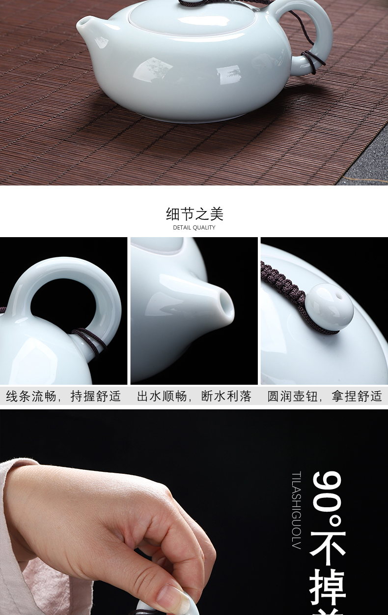 Shadow celadon pot pure manual xi shi tea single pot of contracted and I ceramic kung fu tea tea fullness