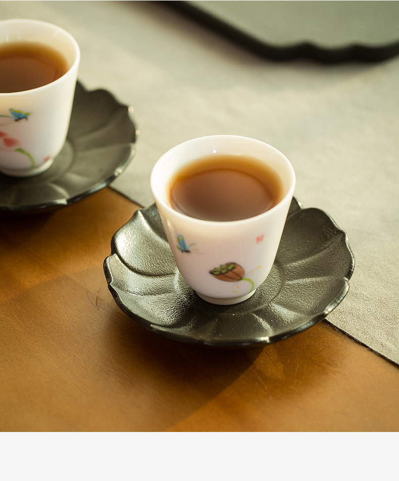 Black pottery cup mat coarse pottery kung fu tea set household heat insulation cup mat household creative teacups ceramic tea accessories