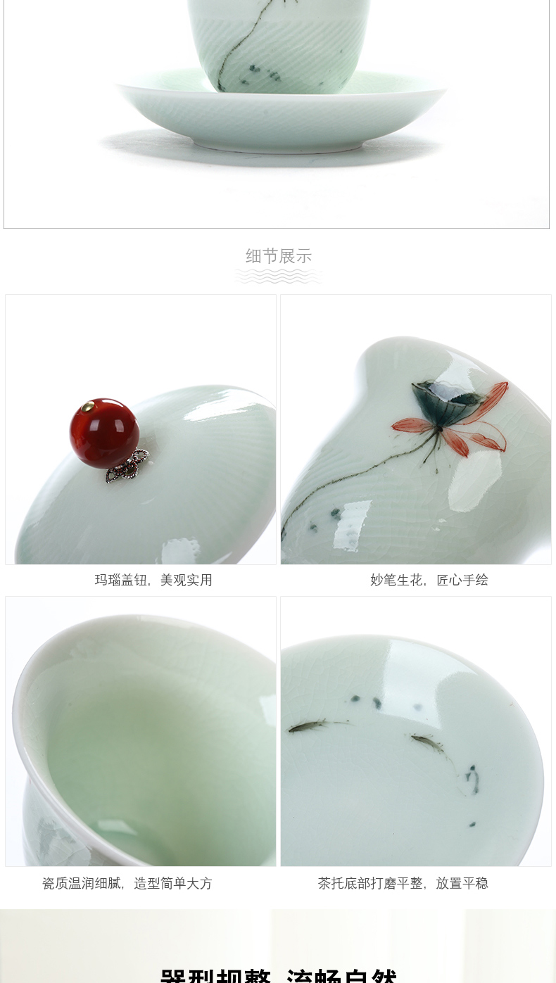 Only three tureen pure manual dehua suet jade white porcelain ceramic tea tureen European - style kung fu tea tea cup