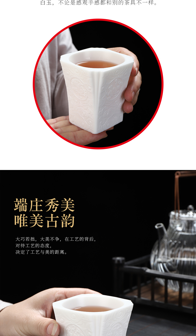 Suet jade biscuit firing porcelain sample tea cup dehua manual high white ceramic sniff kung fu master single cup small bowl