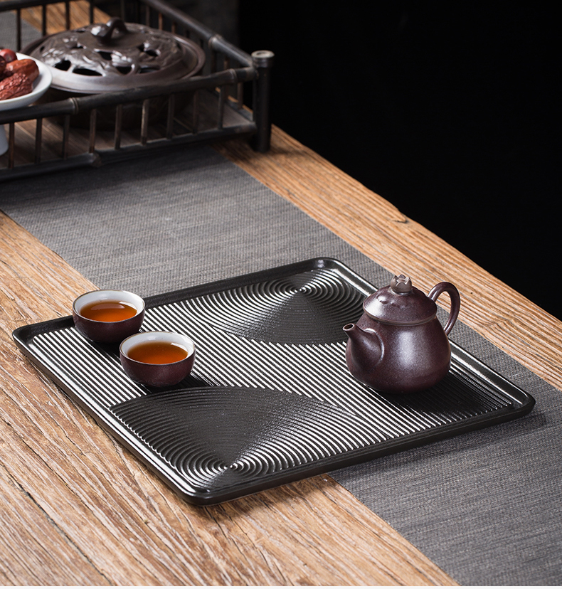 Dry tea of black plate of kung fu tea set household pot bearing contracted ceramic tray was single pot of rectangle tea table