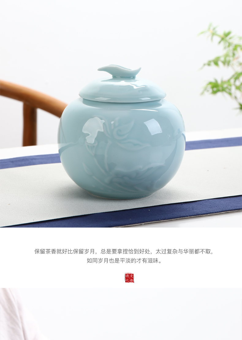 Ancient objects shadow green tea canister kung fu tea set household ceramics parts storage tanks, moisture - proof seal pot red green tea