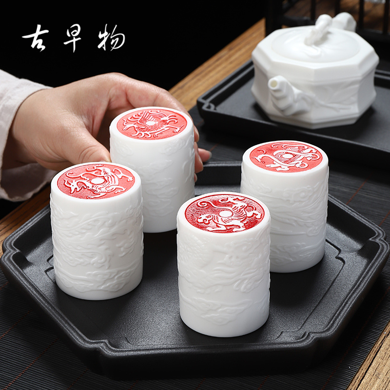 Suet jade biscuit firing porcelain sample tea cup dehua manual high white ceramic sniff kung fu master single cup small bowl