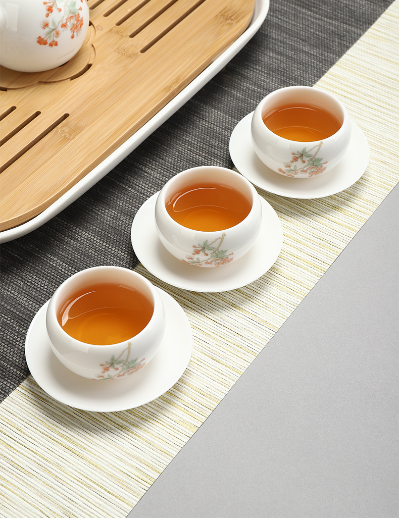 Dehua white porcelain cup mat suet jade master cup insulation pad saucer ceramic kung fu tea tea accessories