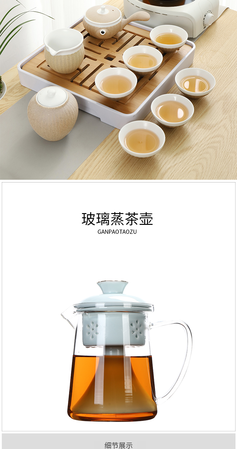 Tea set kung fu Tea set household, black and white ceramic electric TaoLu Japanese I sitting room is contracted a warm the teapot Tea tray