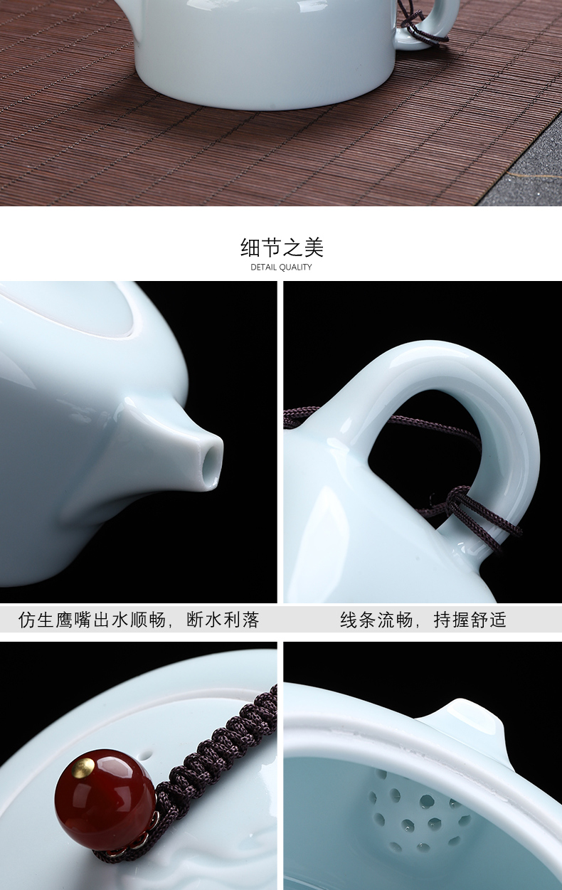 Shadow celadon pot pure manual xi shi tea single pot of contracted and I ceramic kung fu tea tea fullness