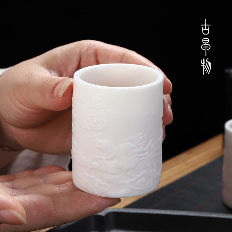 Suet jade biscuit firing porcelain sample tea cup dehua manual high white ceramic sniff kung fu master single cup small bowl