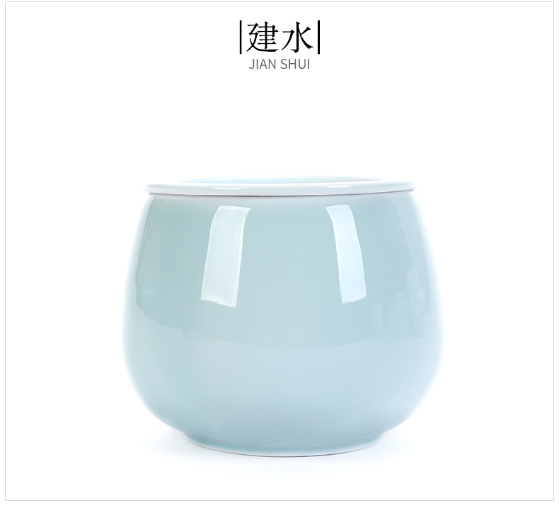 Tealeaf tea pot cylinder shadow green building water zen tea pot type washing water meng large cup of water to wash the ceramic XiCha wash with cover