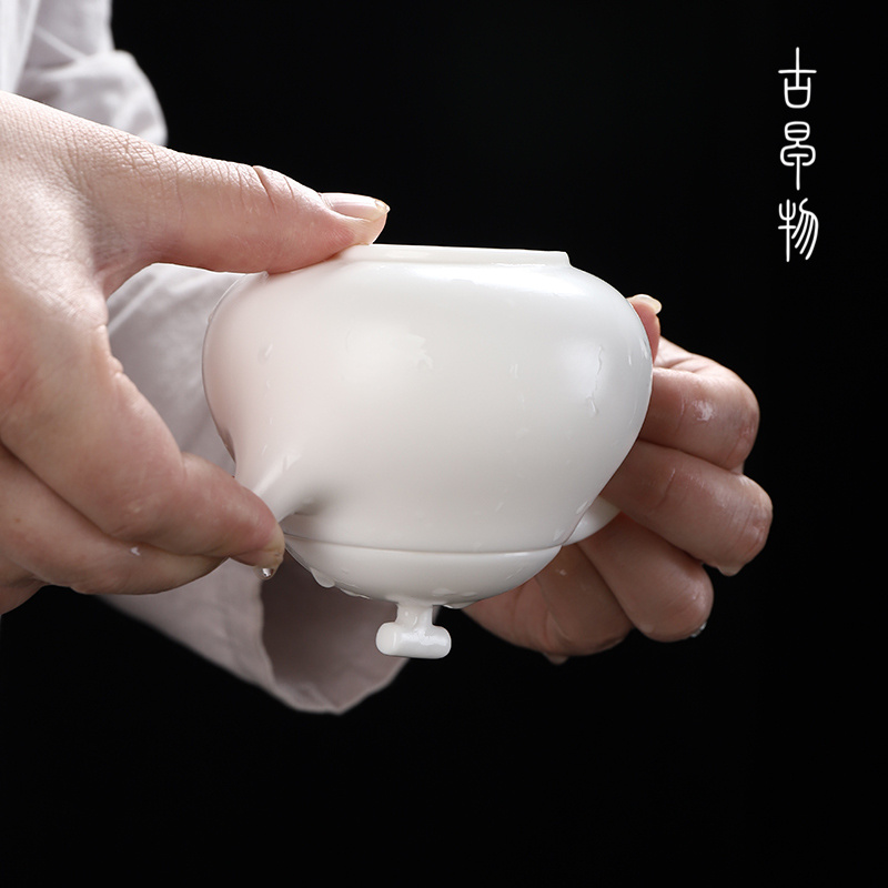 Dehua suet jade ceramic biscuit firing porcelain teapot pure manual kung fu tea set home beauty tea pot