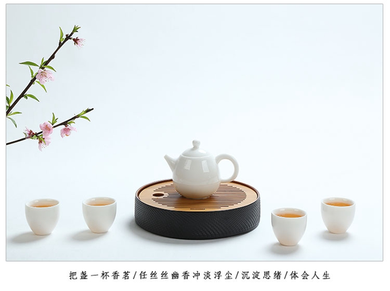 Jade porcelain kung fu tea set with high white porcelain of a complete set of travel office teapot teacup ceramic tea set tea tray