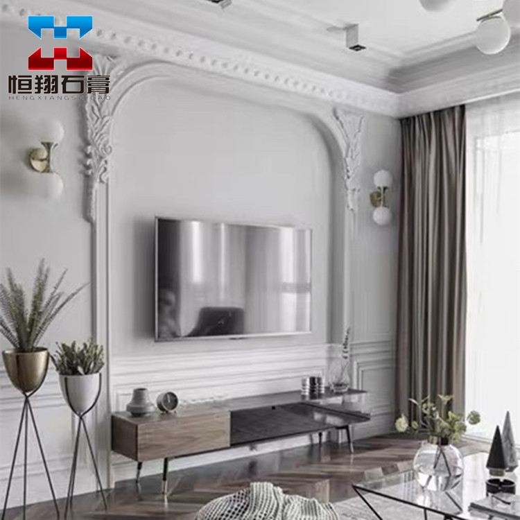 Plaster line parquet style American plaster line styling background wall corner floral set as a carved Roman column flower angle-Taobao