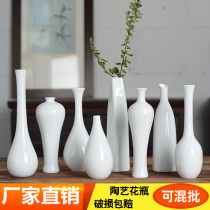 Ceramic art white porcelain painting small vase glaze color diy ceramic vase Chinese Zen White simple flower Ware ornaments