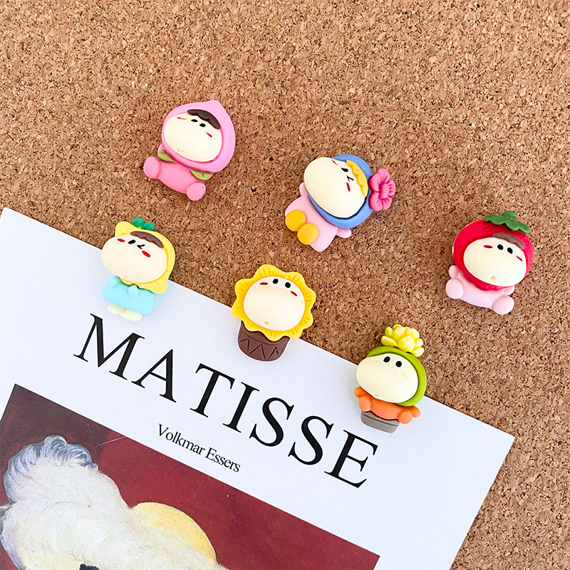 6 cartoon cute animal fruit thumbtacks color cork board felt board nails kindergarten photo wall press nails