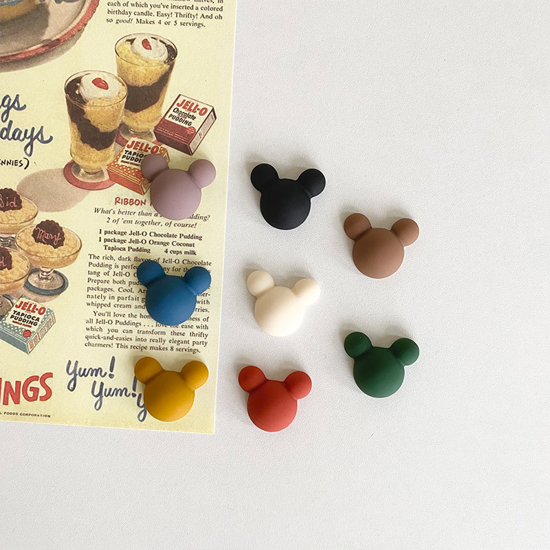 Retro matte Mickey head cute magnet morandi color fridge with magnet flapping up a photo magnet