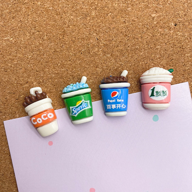 4 Milk Tea Carbonated Drinks Pushpins Creativity Cute Press Stud Photo Wall Nursery Soft Wood Felt Plate Nails