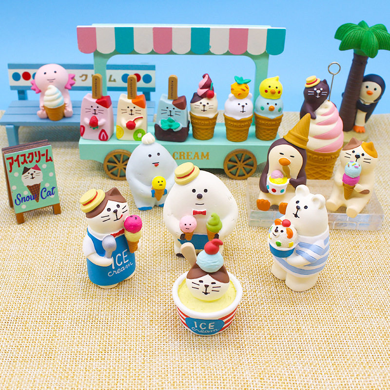 Japanese-style cold drink shop ice cream cat message clip resin cute office decoration cure desktop small ornaments