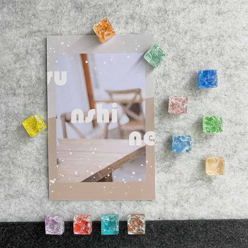 12 Ice Cracks Candy Color Drawing Nails Color Transparent Nails Felt Board Photo Wall Soft Plank press stud