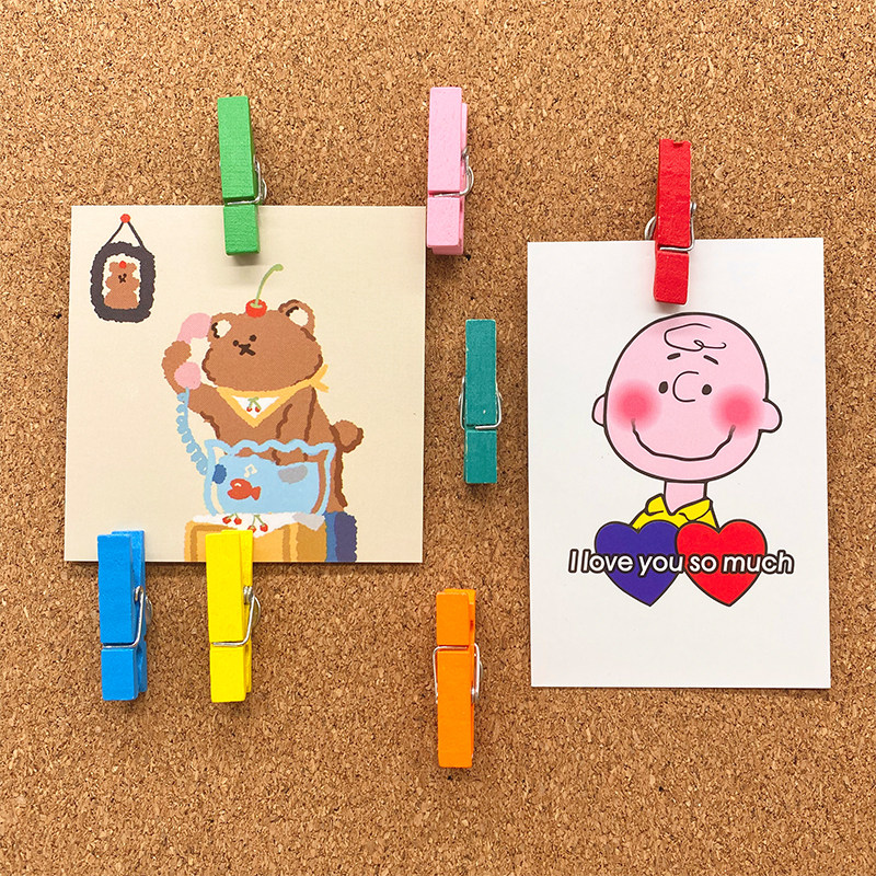 20 Creative Colorful Wooden small clips Nails Convenience Stickup Photo Wall Trim soft plank felt plate Sort by nail