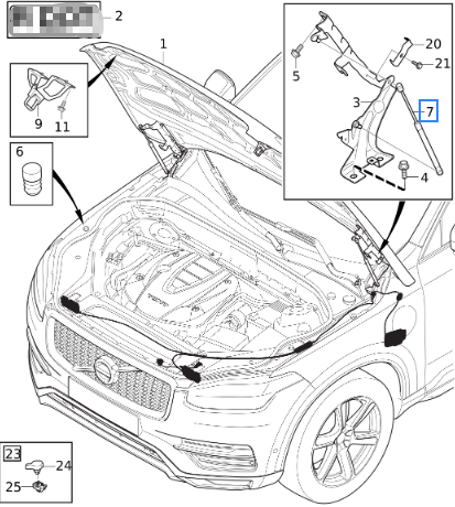 VOLVOVolvo New XC60 XC90 original plant Engine Lid Hydraulic Telescopic Rod lid telescopic lever Hydraulic lever