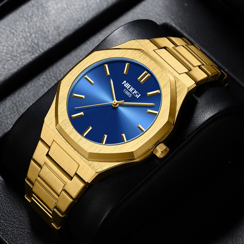 Nibosi Watch Fashion New Casual Simple Rhombus Gold Watch Young Men's Watch Student Fashion Quartz Watch