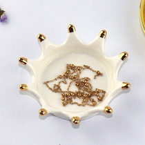 Nordic style creative golden crown gold crown gold ceramic small dish seasoning disc jewelry storage plate home tide ornaments