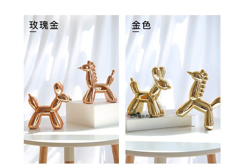 Nordic Adornment Ceramic Golden Balloon Dog Pendulum Home Pendulum decorated with a wine cabinet Wine Cabinet is set in gold