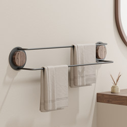 Suction Cup Walnut Towel Rack Bathroom Towel Bar Bathroom Towel Hanging Rod Double Rod Wall Hanging Punch-Free Storage Rack