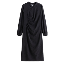 Single bundle plus size womens new Chinese style cheongsam dress 2024 autumn new national style elegant classic black