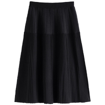 Single-bundle plus-size womens high-waisted slim knitted skirt for women with a pear-shaped body in autumn and winter pleated skirt