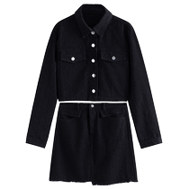 Single bundle large size light workplace small fragrant denim suit for women in autumn fat MM slim silhouette short top two-piece set