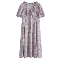 Single bunch plus size womens clothing (two colors available) floral pull collar dress womens summer print