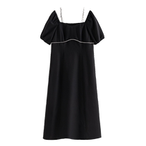 Single bundle plus size womens French elegant Hepburn style two-wear dress summer new fat MM simple little black dress