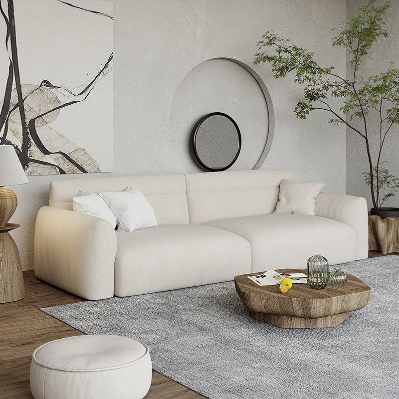 The new Nordic modern minimalist Japanese cream surprise silent wind net red sofa double three-person small apartment fabric sofa