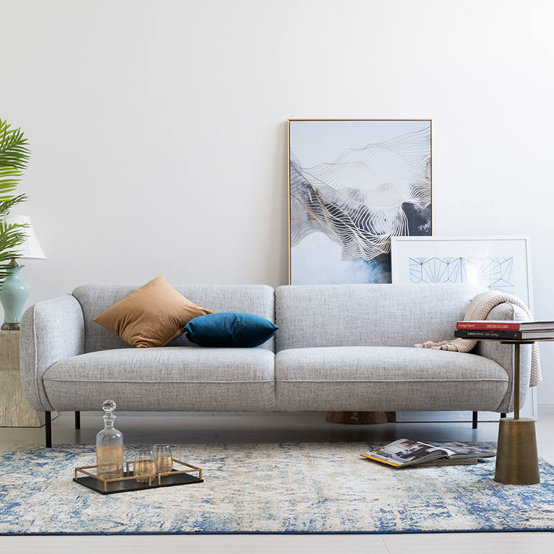 Nordic extremely simple and modern light luxury cotton and linen fabric sofa living room apartment single double three-person sofa size apartment