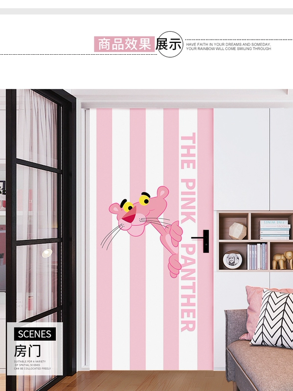 Pink Panther ký túc xá cũ đổi mới cửa trang trí nhãn dán tự dán tủ bếp cửa cũ đổi mới gói bên tường nhãn dán trên toàn bộ cửa 	đồ gỗ trang trí oto	 	đồ gỗ mini trang trí phòng khách	