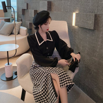 2021 new autumn goddess temperament age age Korean wear girl sweet dress set light mature wind two-piece set