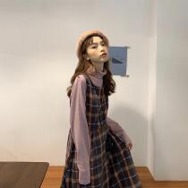 Purple Strap Skirt 2021 spring little foreign air age age girl Korean version of Sweet Taro purple dress