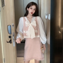 Western style Japanese gentle style chiffon dress age and thin Korean style wearing a light mature style three-piece set