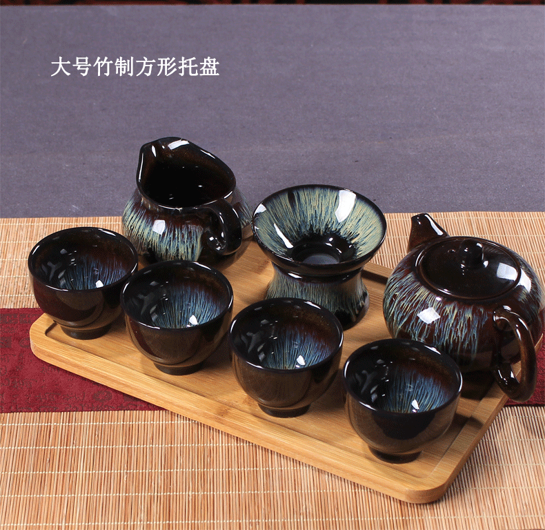 Bamboo tea tray household rectangle tea saucer sets wood pallet wood for contracted Japanese ceramic tea set Bamboo pallets