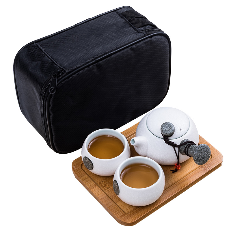 A crack cup pot 2 travel two cups of tea A portable set of snowflakes kung fu ceramic teapot is suing travel package