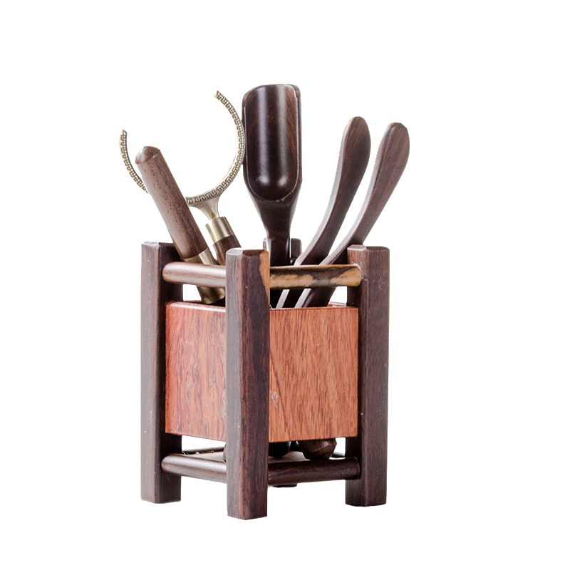 Tea six gentleman 's suit ebony wood kung fu Tea Tea Tea art combination Tea tray was furnishing articles with zero accessories