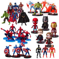 Cake Decorated US Captain Superman Batman Avengers League Subject Swinging A Spider-Man Iron Man Scenes