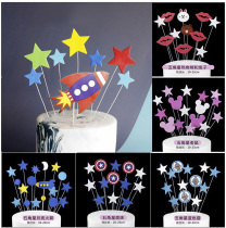 Wire cake decoration plug-in Bear aircraft rocket Spider-Man Captain America Batman sponge foam plug
