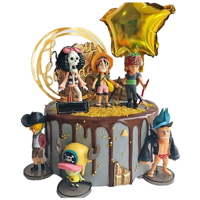 Sea thief Wang Rufu Sulo dessert Taizao Birthday Cake Decoration Pendulum of ice and snow Edge Rotating Trojan Horse Inserted Flags