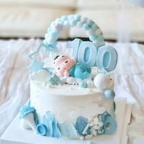 Soft pottery baby sleep baby ornaments 100 days a year old clay small balloon plug-in birthday cake decoration