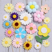 Small Flower Cake Decoration Plug-in Small Daisy Small Chrysanthemum Sunflowers Sweet Table Cake Decoration Plug-in Flag Plugin